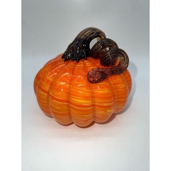 Fall/Halloween Decoration Blown Glass Pumpkin - Picture 1 of 6